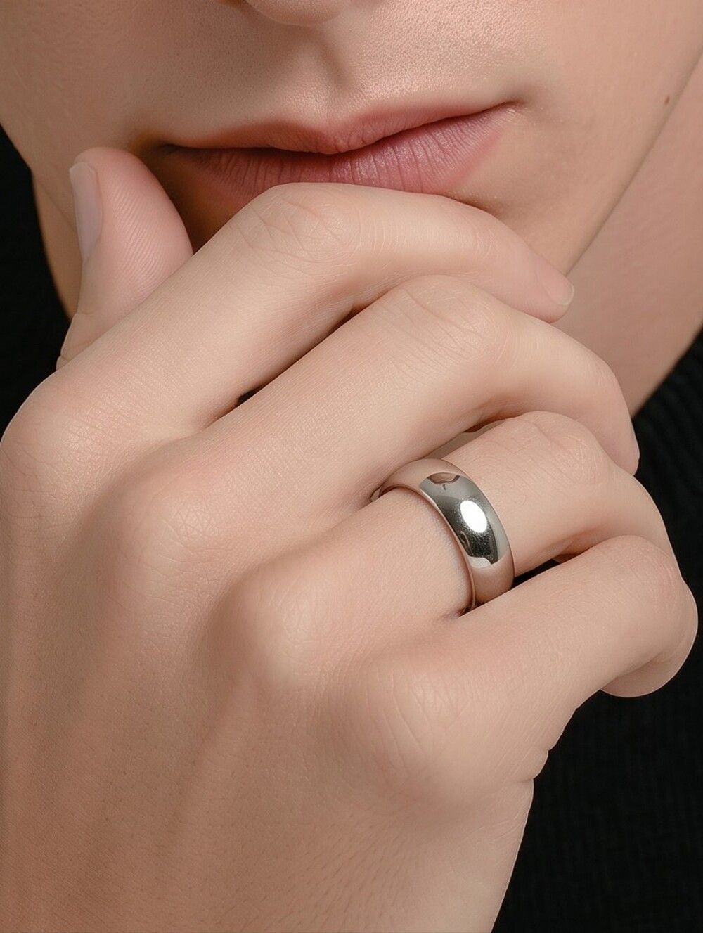 Titanium Steel Ring Size 11 Silver Dome 6mm Comfort Wedding Band Classic Clean